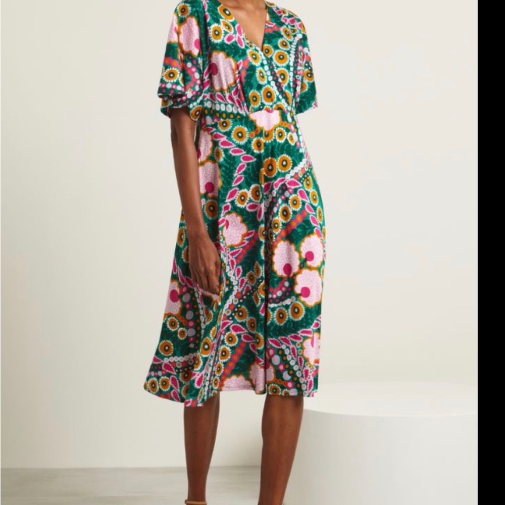 Like New Max Mara Weekend Silk Jupiter Floral Green and Pink Maxi Dress Sz S - Picture 7 of 15